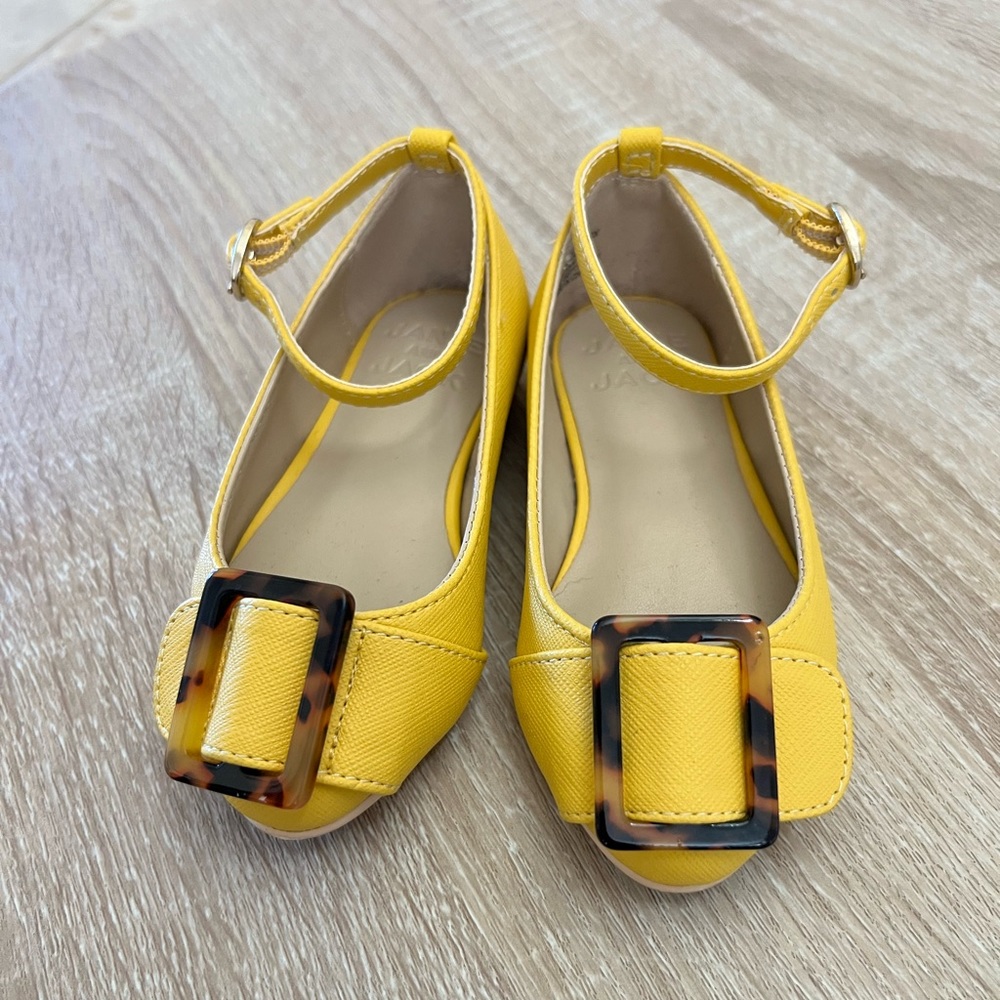 Janie and Jack Yellow Square Tortoise Buckle Flats